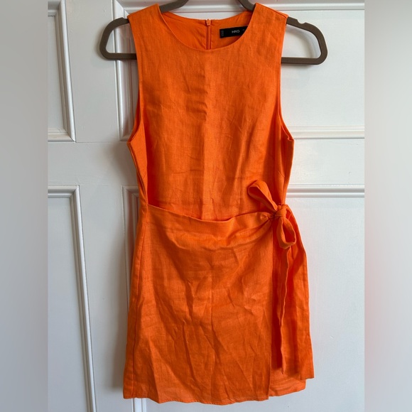 Mango | Dresses | Mango Orange Linen Wrap Dress | Poshmark